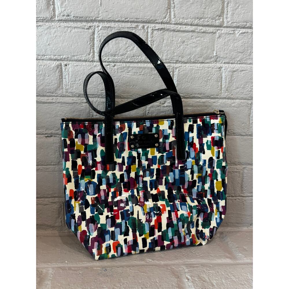 kate spade Multicolor Paint-Brush Stroke Patent Leather Tote